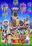 Patriotic USA Firework Star Stripes Dog Garden Flag 12 x 18