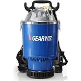 Gearwiz Backpack Vacuum Cleaner &ndash; 1000W Shoulder Vacuum with 25KPA Suction, Bagged or Bagless Use, Adjustable Harness, Double Filtration, Washable Dust Bag &amp; Tools for Home, Office, Stairs &amp; Cars
