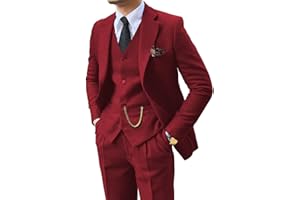 FXZPIODI Retro 3 Piece Suit Tweed Herringbone Men's Suits Slim Fit Groom Tuxedos Set Prom Brown Grey Jacket Blazer Vest Pants