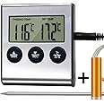 Hepertise Kitchen Instant Read Meat Thermometer, Digital Thermometer and Timer Clock with Stainless Steel Food Probe for Candy, Cooking, Smoker, Oven, BBQ, Grill | Auto-Off
