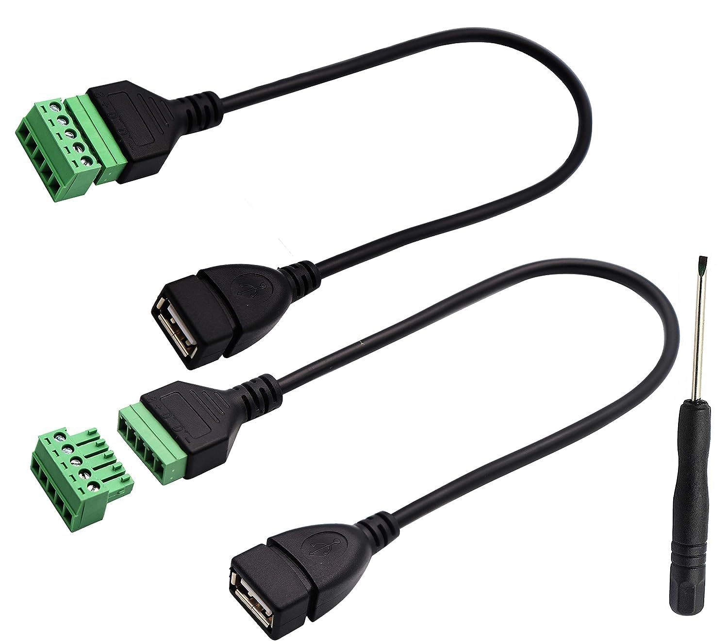 zdyCGTime USB 2.0 A Screw Terminal Block Connector Cable USB 2.0 A Female Plug to 5 Pin/Way Female Bolt Screw with Shield terminals Pluggable Type Adapter Connector Converter Cable.(30CM/2Packs)