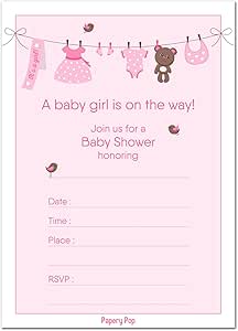 Amazon Com 30 Baby Shower Invitations Girl With Envelopes 30