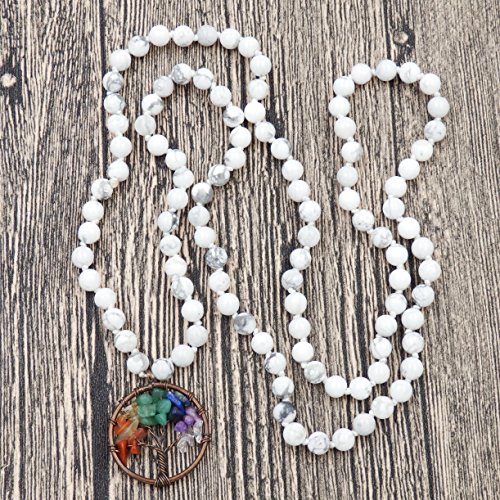 Mala Beads Bracelet, Buddhist Prayer Beads bracelet,hand knotted mala bracelet (Howlite)