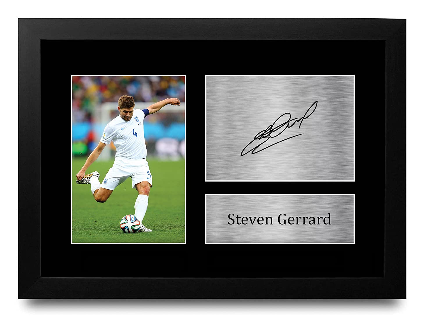 HWC Trading FR A4 Steven Gerrard England Gifts Printed Signed Autograph Picture for Football Fans and Supporters - A4 Framed โ image 1