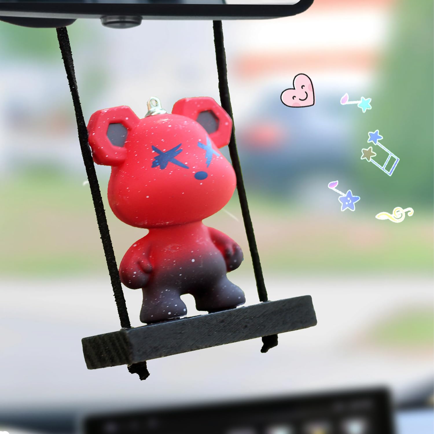 Handmade Swinging Whale Shark Car Hanging Ornament - Black Wooden Rearview Mirror Decor