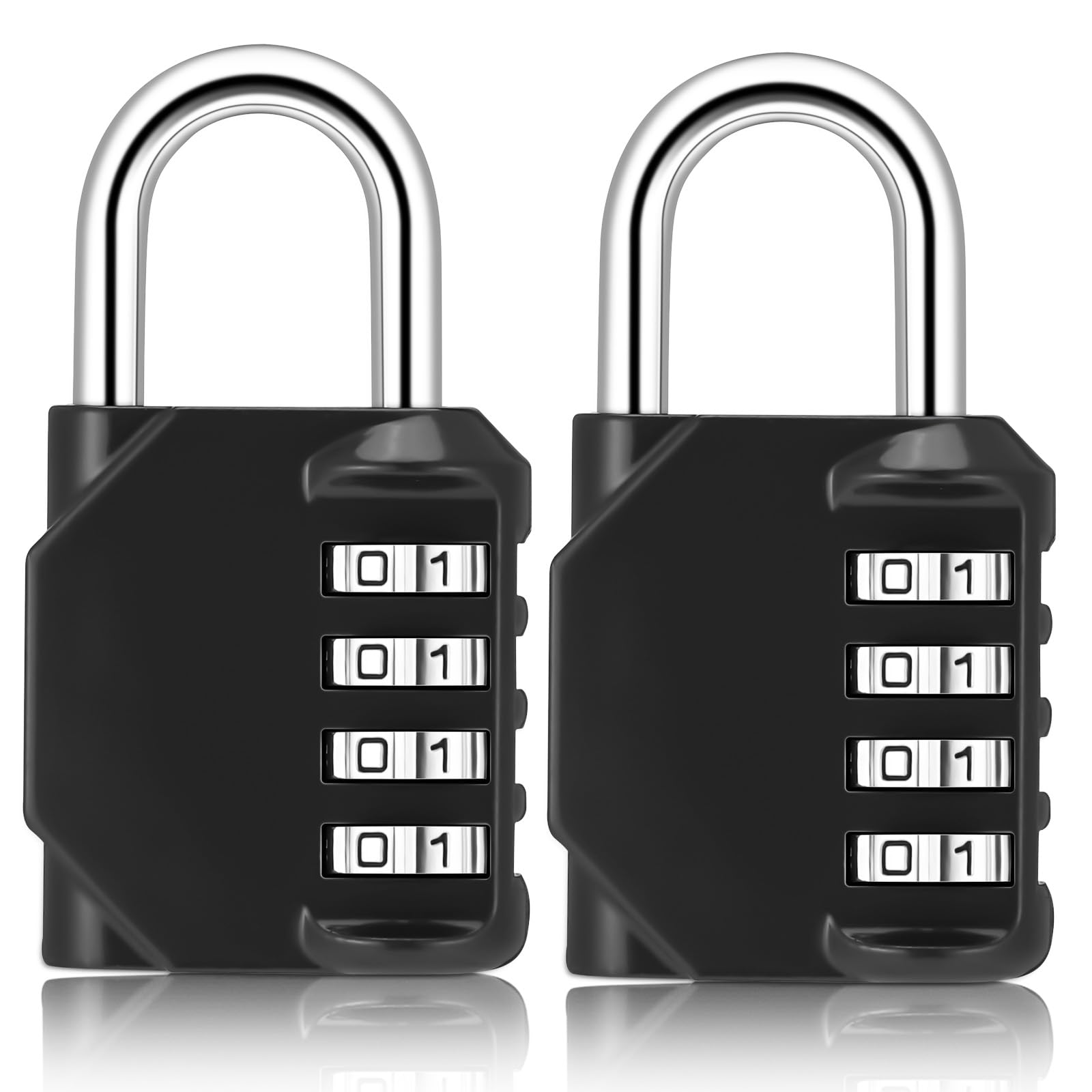 2 Pcs Combination Padlock, Heavy Duty Metal Padlock for Gym Locker, Padlocks with Code, Waterproof Combination Lock for Gym Locker Outdoor Gate Shed (B, Black)