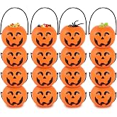 MCPINKY Mini Halloween Portable Pumpkin Bucket, 16PCS 2.5 inches Small Halloween Pumpkin Candy Buckets Children Trick or Treat Bags for Halloween Party Favor