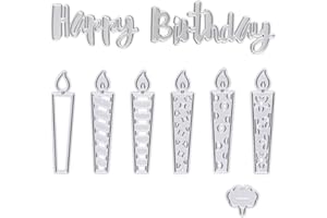 ON-AIRSTORE Happy Birthday Candle Cutting Dies Stencil Metal Template Moulds, Embossing Tool for Album Paper Card Making Scrapbooking DIY Etched Dies Craft