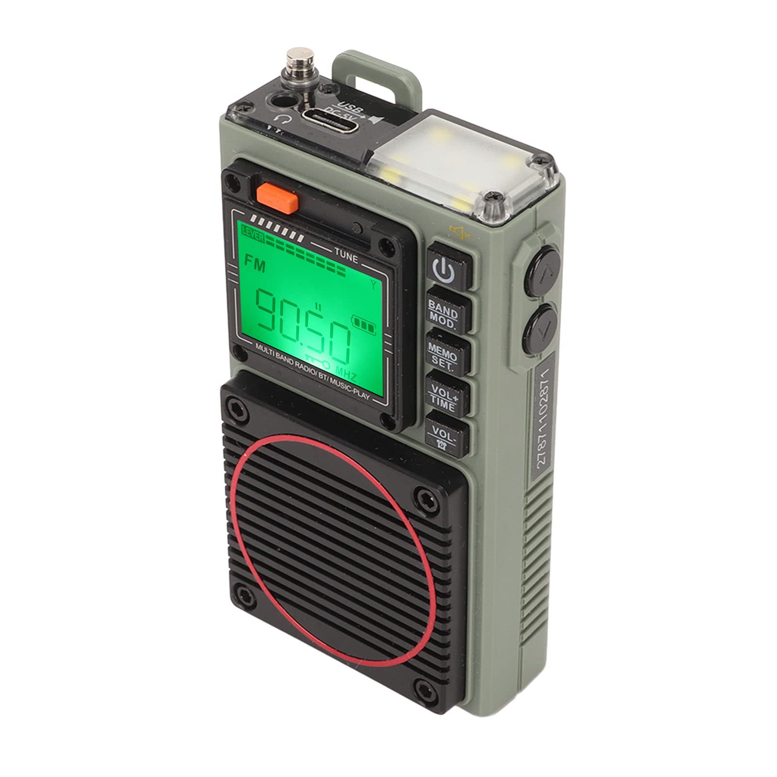 Full Band Radio, Portable Aircraft Band Radio Receiver, Bass Stereo SOS Alarm Portable Bluetooth Card Playback Retro FM VHF AM SW WB Radio with Flashlight