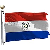 Paraguay Flag 3x5 Ft Outdoor Large, Moderate-Outdoor Both Sides Heavy Duty100D Polyester,Canvas Header and Double Stitched - Brass Grommets for Easy Display,Paraguayan Flags