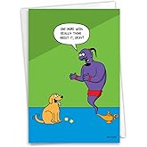 NobleWorks - 1 Funny Animal Card for Birthdays - Pet Cat and Dog Humor, Birthday Notecard with Envelope - Dog Wishes C3673BDG
