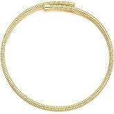 COOLSTEELANDBEYOND Gold Coil Choker Necklace for Women, Flexible Collar Design, Bold Minimalist Statement Jewelry