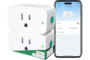 Winees Matter Smart Plug 2 Pack, Smart Outlet Work with Alexa, Apple Home, Google Home, SmartThings, 15A/1800W Max for Home Automation, APP Remote Control,Timer&Schedule, 2.4G Wi-Fi Only