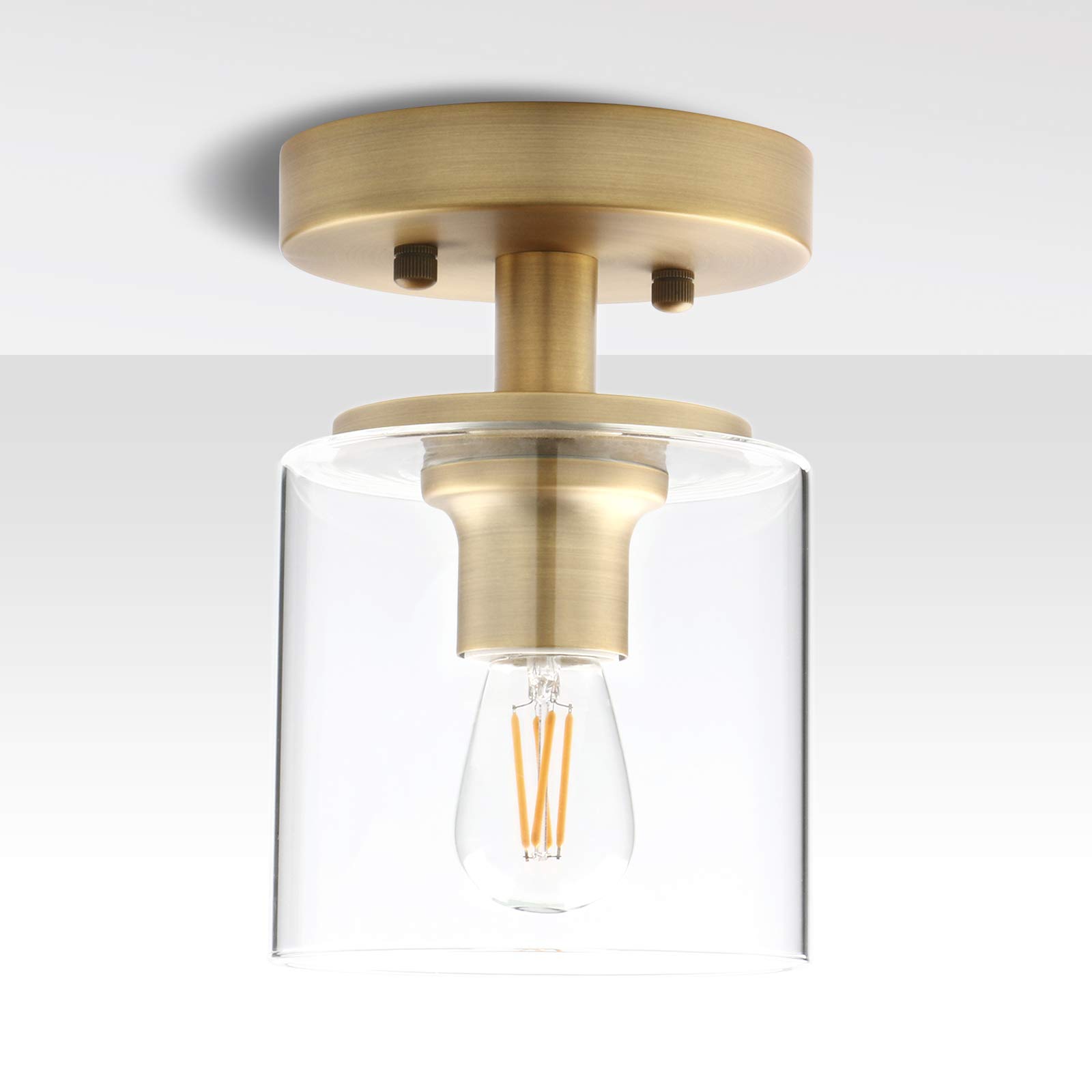 Yosoan Industrial Glass Ceiling Lights, Edison Pendant Light Fitting, Flush Ceiling Light Fixture, E27 Srew (Antique)