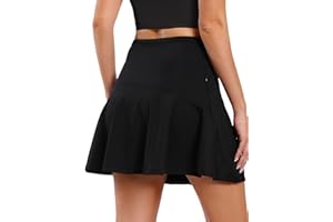 Soudittur Tennis Skirt for Women with Zipper Pockets Golf Skorts Elastic Waist Casual Skirts