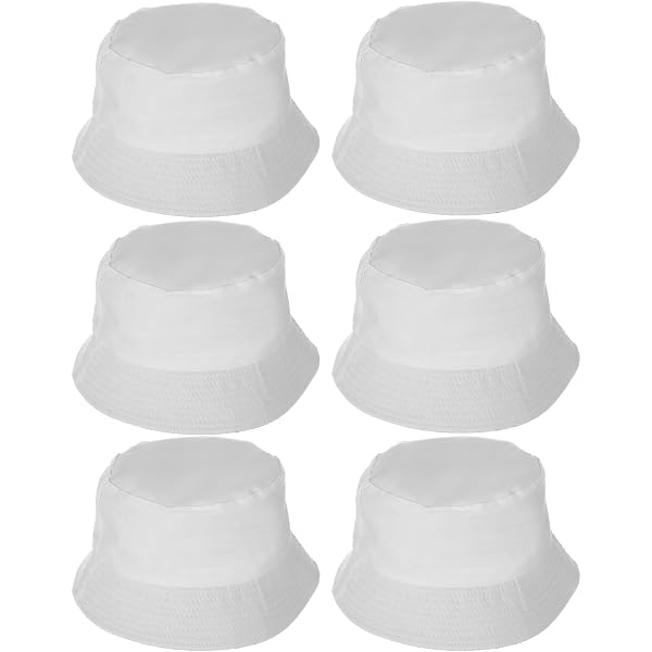 6 Pcs White Bucket Hats Bulk, Sublimation Hats Blank Beach  display picture 3