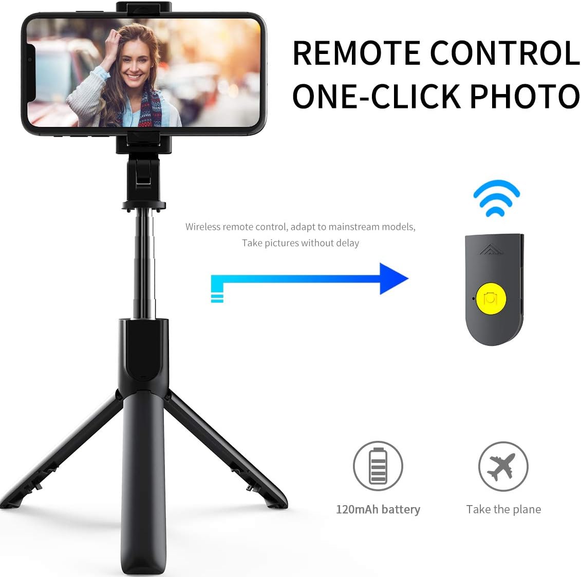 Selfie Stick, Extendable Selfie Stick with Wireless Remote and Tripod Stand, Portable, Lightweight, Compatible with iPhone XR/iPhone 11/11 Pro/iPhone Xs/iPhone X/Galaxy Note 10/S20/Google/Huawei, More: Camera & Photo