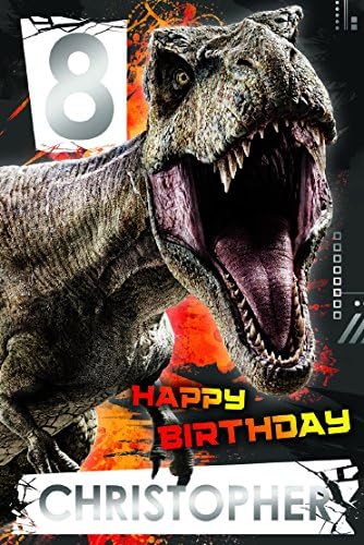 JURASSIC WORLD JW017 Personable Age/Name Birthday Card, Multi Colour, 9 x 6 inch