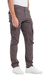 Plaid&Plain Men's Cargo Work Pants with Pockets