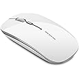 Uciefy Q5 Slim Rechargeable Wireless Mouse, 2.4G Portable Optical Silent Ultra Thin Wireless Computer Mouse with USB Receiver and Type C Adapter, Compatible with PC, Laptop, Notebook, Desktop White
