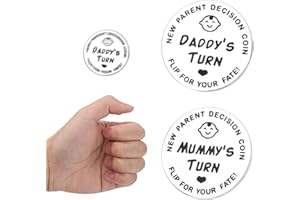 Penitue 2pcs New Parent Decision Turn Flip Coin, 3cm/1.18in Diameter Premium Stainless Steel Newborn Decision Coin for The Fi