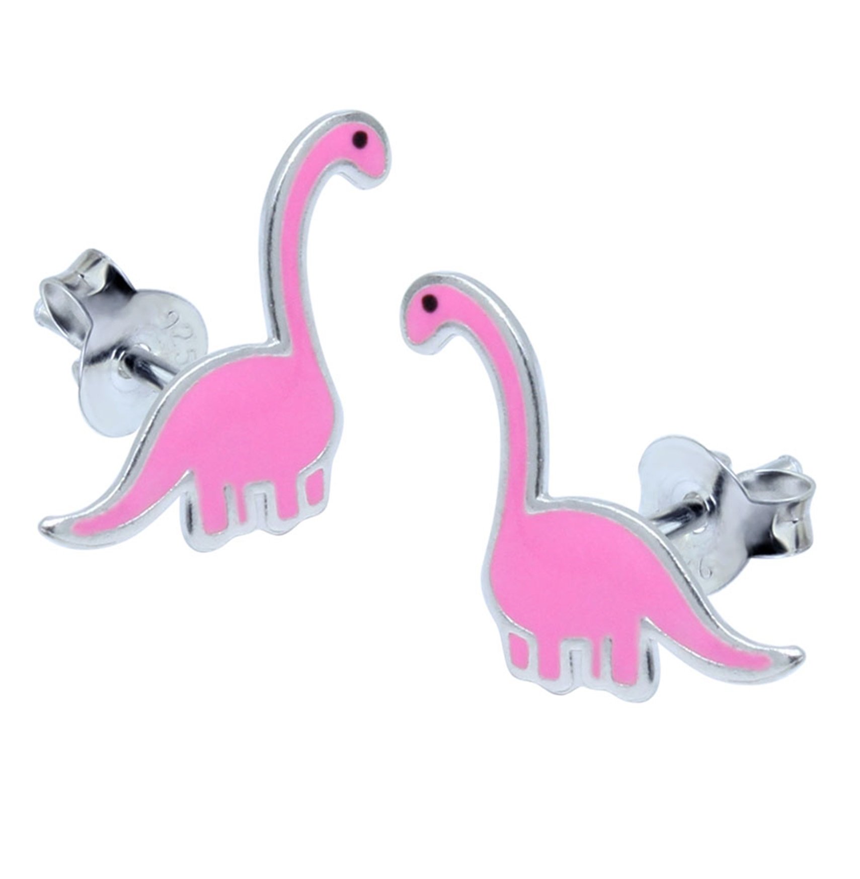Pink Dinosaur Earrings 925 Sterling Silver