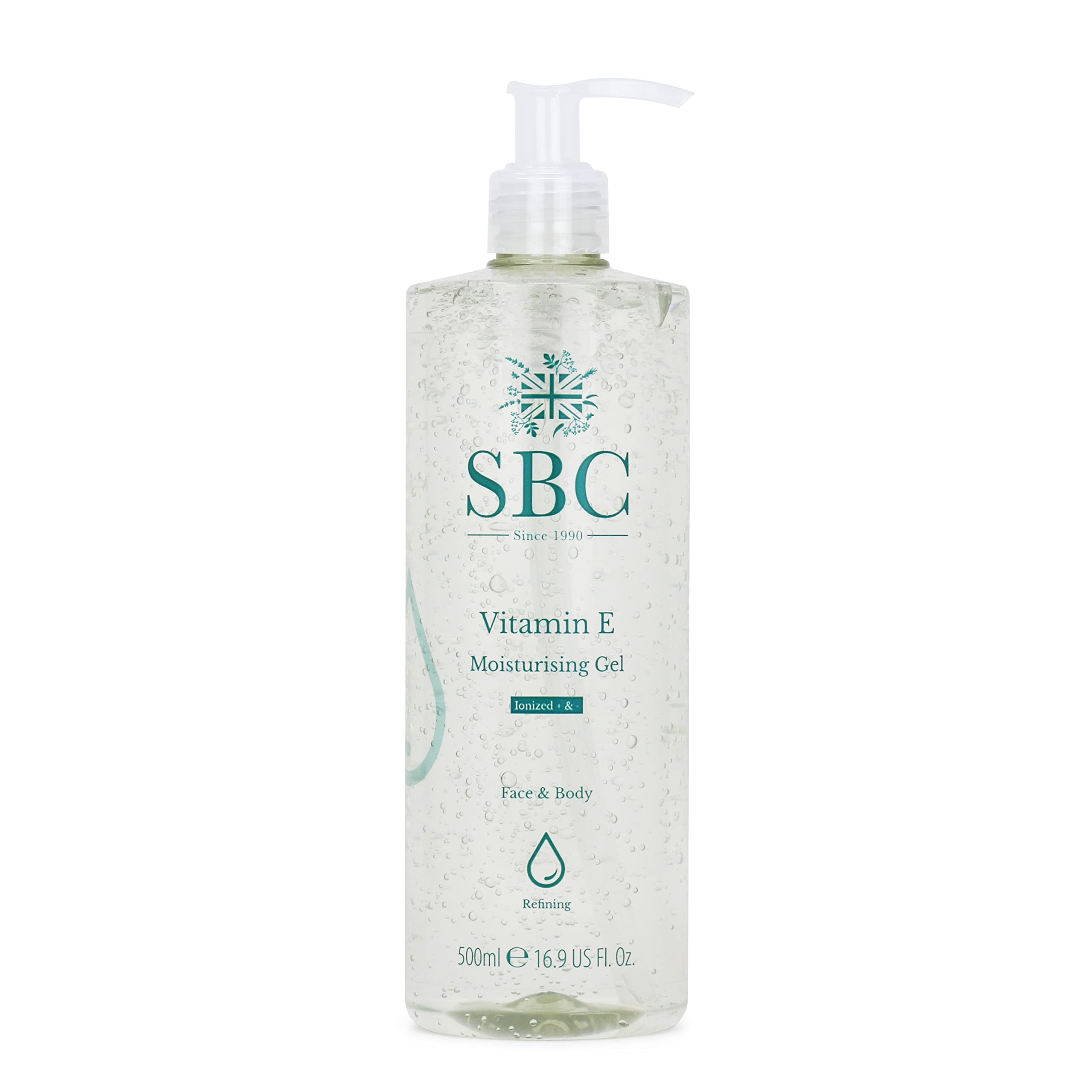 SBC Skincare Vitamin E Moisturising Gel 500ml, Oil Free Vitamin E Face And Body Moisturiser with Aloe Vera