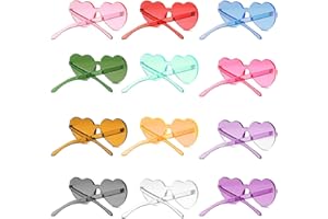 LIULIUBTY Heart Shaped Rimless Sunglasses, Bachelor Party Cool Sunglasses 12Pack, Colorful Funky Sunglasses