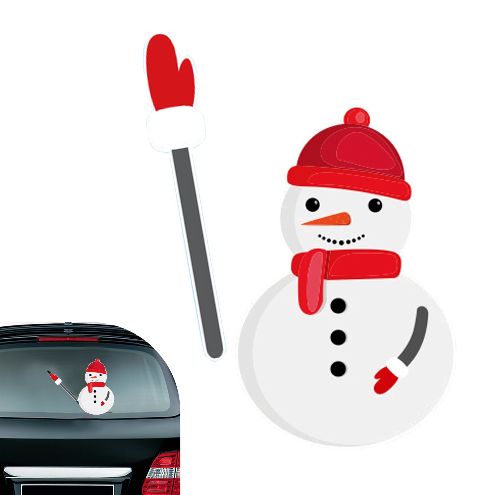 Photo 1 of Arwrilt Christmas Snowman Rear Wiper Sticker, Waterproof Snowman Car Window Bumper Decal, Cute Xmas Decal Car Sticker, Funny Winter Holiday Decor for SUV Truck (Red)