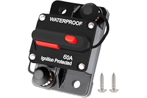 Tiwerlfe 60 Amp Marine Circuit Breaker, Trolling Motor Circuit Breaker 60 Amp Circuit Breaker with Manual Reset for ATV Trailer Vehicles Stereo Audio Electronic Battery Solar System