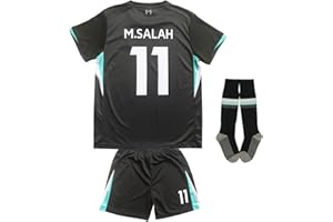 KWFOM Lpool Mo Salah #11 Away Kids Soccer Jersey Kit with Shorts/Socks Set Youth Sizes