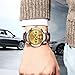 Mens Watches Men Luxury Chronograph Waterproof Sport Date Business Analogue Brown Leather Wrist Watch (Gold)