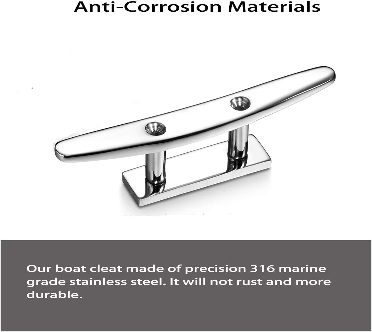 GANGUOLA Boat Cleat 5 Inch Open Base 2 Pack, Dock Cleat Heavy Duty 316 Stainless Steel，Curtain Tie, Hook, Include Installation Accessories 316 Screws : Sports & Outdoors