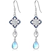 CUOKA MIRACLE Celtic Knot Earrings S925 Sterling Silver Celtic Earrings For Women Moonstone Earring Irish-Celtic Jewelry Gifts For Women