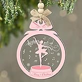 CHOANG Ballet Girl Christmas Ornaments - Wooden Acrylic Ballerina Tree Decoration Indoor, Outdoor - Pink Holiday Ornament for Ballet Lovers, Dancers, Teachers, Girls & Women - Nutcracker Gift Idea