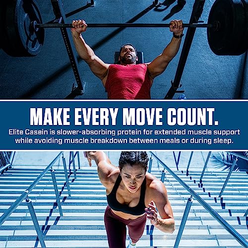 Dymatize Elite Casein Protein Powder, Slow Absorbing with Muscle Building Amino Acids, 100% Micellar Casein, 25g Protein, 5.4g BCAAs & 2.3g Leucine, Helps Overnight Recovery, Smooth Vanilla, 2 Pound