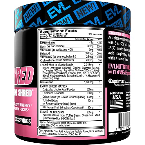 EVL Ultimate Pre Workout Powder Thermogenic Fat Burn Support Preworkout Powder Drink for