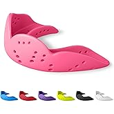 SISU Aero Medium Mouthguard, Hot Pink - 30% Stronger Protection for Lacrosse, Football, Hockey, Roller Derby, Team Sports - Remoldable Up to 20 Times - Ultra Slim - Works for Braces - Non Toxic