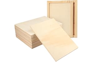 GNIEMCKIN 12 Pack Wood Canvas Boards for Painting, 9 x 12 Inch Canvas Panels for Art Projects, Cradled Artist Panels for Oil, Acrylic, Encaustic, Wood Burning, Pouring and More