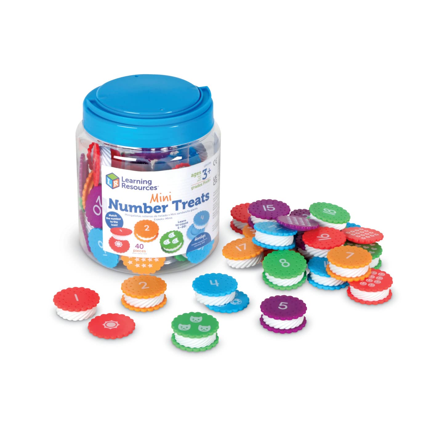 Learning Resources Mini Number Treats, Number Recognition, Counting Skills, Cookies Toys, Montessori Fine Motor Skills, Math Manipulatives, Gifts for Boys and Girls