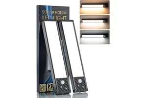 HIBOITEC 2024 Latest Wireless Closet Lights Motion Sensor Cabinet Lighting, Rechargeable Dimmable Under Counter Lights for Kitchen, 3 Color Tempers Night Light for Bedroom, Stair, Hallway, 2 Packs, Black