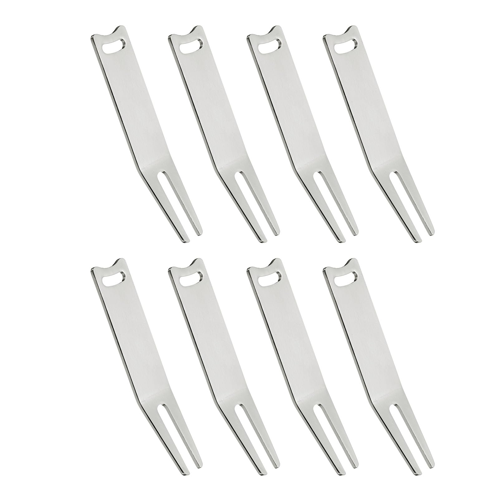 PATIKIL Metal Bending Golf Divot Repair Tool, 8 Pcs Metal Golf Fork Accessory Curved Spit for Golf Golfer Men Women Repairing, Silver