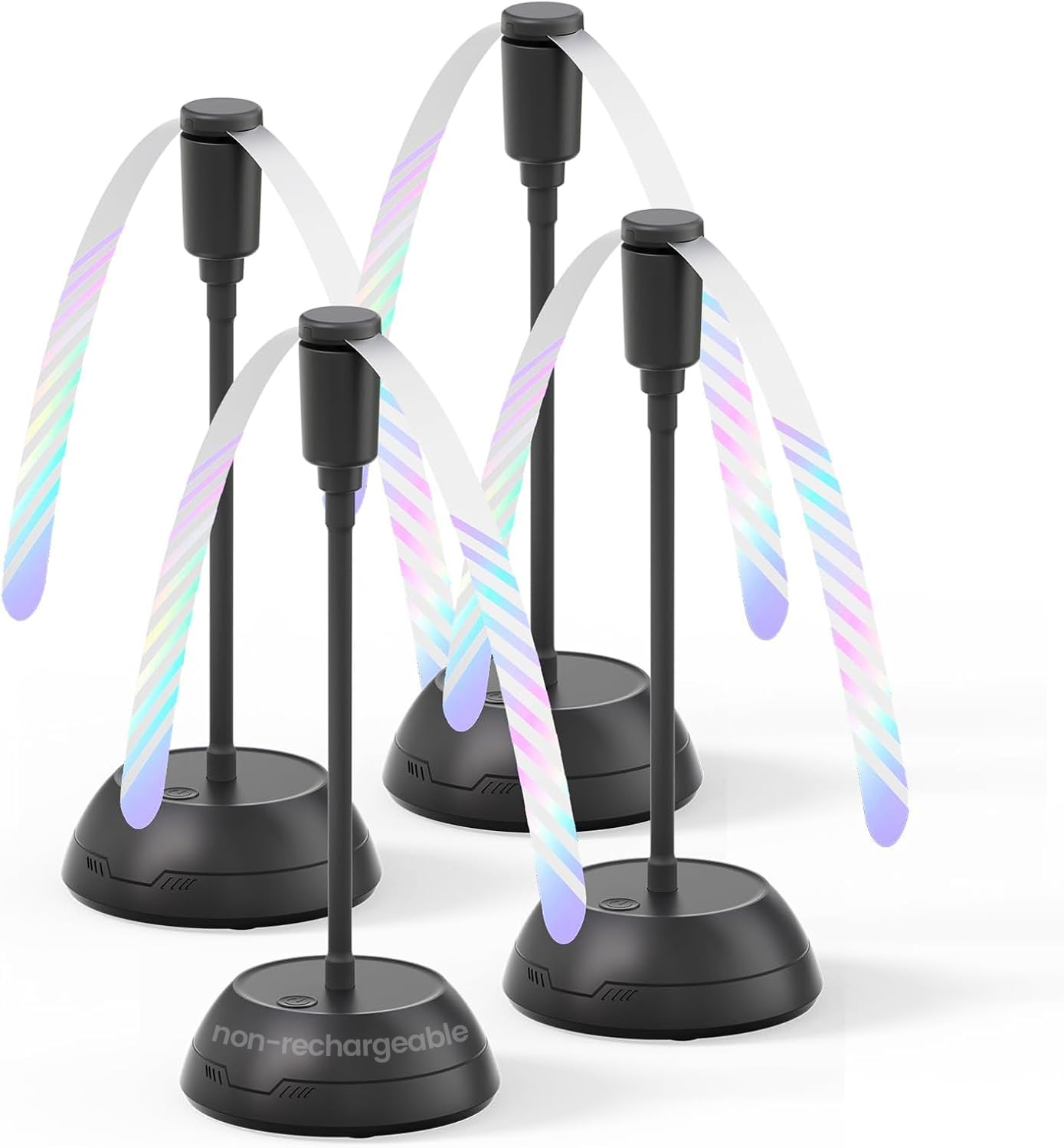 Edvision 4Pack Food Fan for Table, AA Battery Powered, Portable Fan with Flexible Gooseneck and Soft Blades, Soundless Table Fan for BBQ, Picnic, Party, Patio (Non-rechargeable,Black)