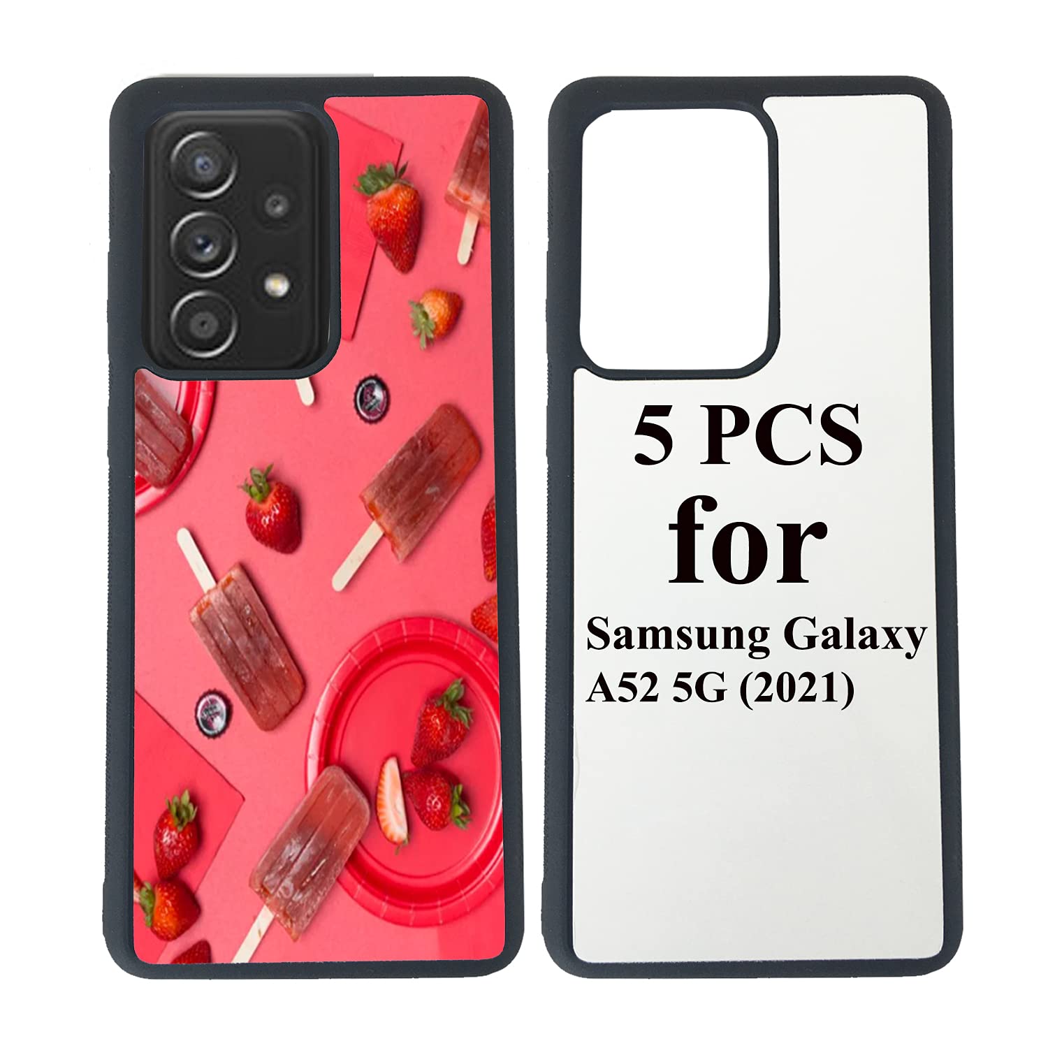 Photo 1 of JUSTRY 5PCS Sublimation Blanks Phone Case Covers Compatible with Samsung Galaxy A52 5G (2021), Easy to Sublimate DIY, 2 in 1 2D Soft Rubber TPU Heat Transfer Glitter Finish