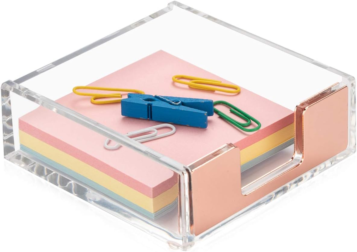 Memo Holder for Desk, SelfStick Note Pad Dispenser, Clear