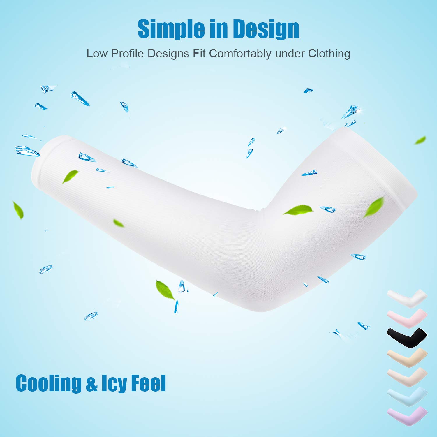 Arm Sleeves 1 Pair Cooling UV Protection, Compression Sleeves to Cover Arms Women Men, Sunblock Arm Cover Durable Stretchy for Outdoor Sports (White)