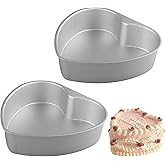 Velicber 2 Pack Heart Shaped Cake Pans, 8 Inch Aluminum Heart Cake Pan, Nonstick Cake Baking Tins, Heat-Resistant Baking Mold for Wedding, Birthday, Party, Valentine's Day