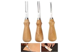 XILEWHZF wan Leather Edge Skiving Beveler Tool Set, Wide Mouth Leathercraft Edge Skiving Beveler Leather Edge Trimmer with Wooden Handle Three Sizes(4mm,6mm and 8mm)