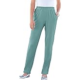 Roaman's Women's Plus Size Straight-Leg Soft Knit Pant