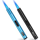 Butane Torch Lighter 2 Pack Pen Torch BBQ Lighter Refillable Gas Lighter Long Reach Windproof Lighters for Candle Barbeque Fi